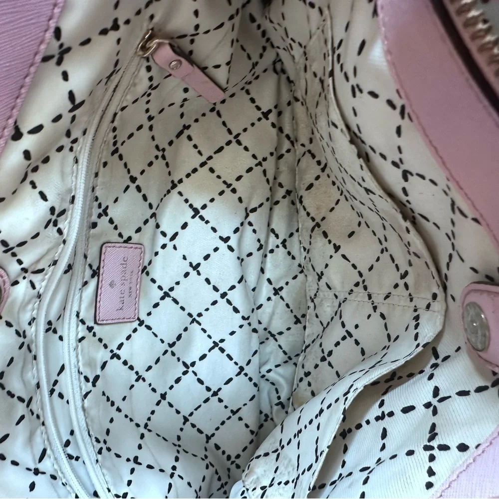 Kate Spade Light Pink Satchel with Floral and butterfly  Design 100% leather